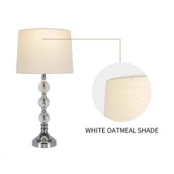 Montgomery 28 in. Silver Chrome Bedside Table Lamp Set With Crystal (Set of 2) by Maxax 14 Montgomery 28 in. Silver Chrome Bedside Table Lamp Set With Crystal (Set of 2) by Maxax -Maxax Elegant store chrome maxax table lamps t03 oatmeal 1f 1000