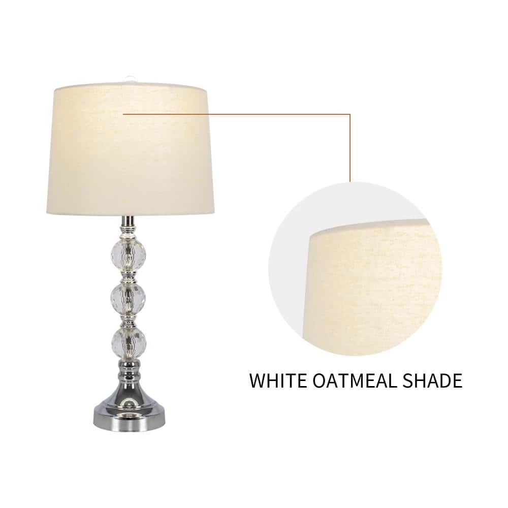 Montgomery 28 in. Silver Chrome Bedside Table Lamp Set With Crystal (Set of 2) by Maxax 6 Montgomery 28 in. Silver Chrome Bedside Table Lamp Set With Crystal (Set of 2) by Maxax - Image 6