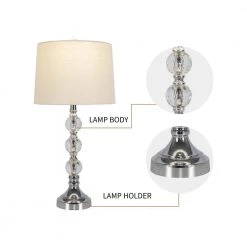 Montgomery 28 in. Silver Chrome Bedside Table Lamp Set With Crystal (Set of 2) by Maxax 13 Montgomery 28 in. Silver Chrome Bedside Table Lamp Set With Crystal (Set of 2) by Maxax -Maxax Elegant store chrome maxax table lamps t03 oatmeal 4f 1000