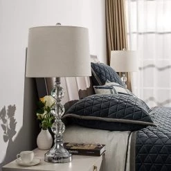 Montgomery 28 in. Silver Chrome Bedside Table Lamp Set With Crystal (Set of 2) by Maxax 11 Montgomery 28 in. Silver Chrome Bedside Table Lamp Set With Crystal (Set of 2) by Maxax -Maxax Elegant store chrome maxax table lamps t03 oatmeal 66 1000