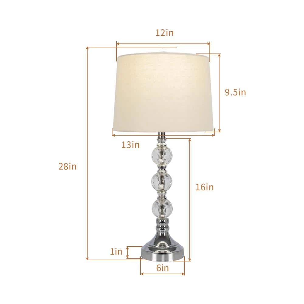 Montgomery 28 in. Silver Chrome Bedside Table Lamp Set With Crystal (Set of 2) by Maxax 4 Montgomery 28 in. Silver Chrome Bedside Table Lamp Set With Crystal (Set of 2) by Maxax - Image 4