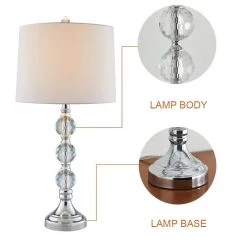 Montgomery 28 " Silver Chrome Bedside Table Lamp Set With Crystal (Set of 2) by Maxax 13 Montgomery 28 " Silver Chrome Bedside Table Lamp Set With Crystal (Set of 2) by Maxax -Maxax Elegant store chrome maxax table lamps t03 white 1f 1000