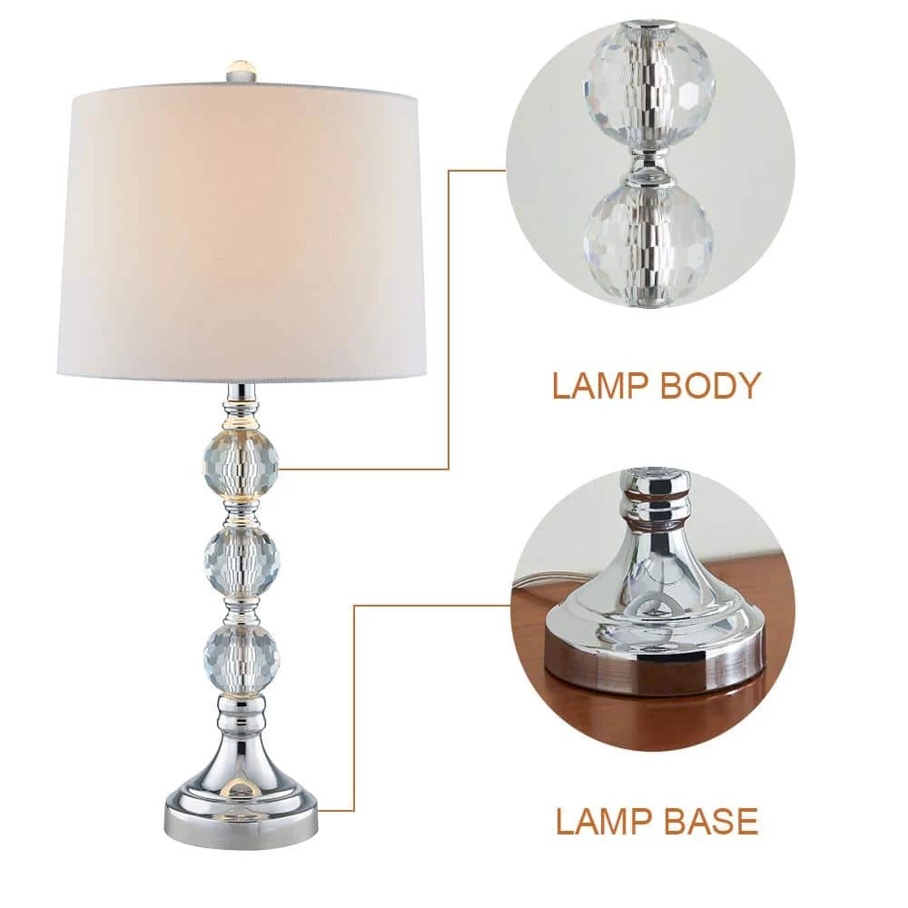 Montgomery 28 " Silver Chrome Bedside Table Lamp Set With Crystal (Set of 2) by Maxax 6 Montgomery 28 " Silver Chrome Bedside Table Lamp Set With Crystal (Set of 2) by Maxax - Image 6