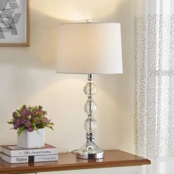 Montgomery 28 " Silver Chrome Bedside Table Lamp Set With Crystal (Set of 2) by Maxax 14 Montgomery 28 " Silver Chrome Bedside Table Lamp Set With Crystal (Set of 2) by Maxax -Maxax Elegant store chrome maxax table lamps t03 white 44 1000
