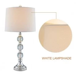 Montgomery 28 " Silver Chrome Bedside Table Lamp Set With Crystal (Set of 2) by Maxax 12 Montgomery 28 " Silver Chrome Bedside Table Lamp Set With Crystal (Set of 2) by Maxax -Maxax Elegant store chrome maxax table lamps t03 white 4f 1000