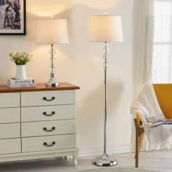 Montgomery 28 " Silver Chrome Bedside Table Lamp Set With Crystal (Set of 2) by Maxax 10 Montgomery 28 " Silver Chrome Bedside Table Lamp Set With Crystal (Set of 2) by Maxax -Maxax Elegant store chrome maxax table lamps t03 white 66 1000