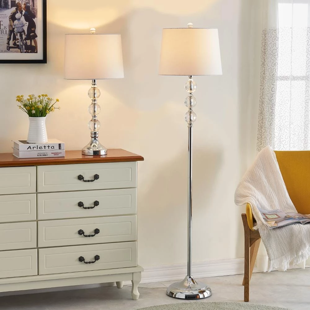 Montgomery 28 " Silver Chrome Bedside Table Lamp Set With Crystal (Set of 2) by Maxax 3 Montgomery 28 " Silver Chrome Bedside Table Lamp Set With Crystal (Set of 2) by Maxax - Image 3