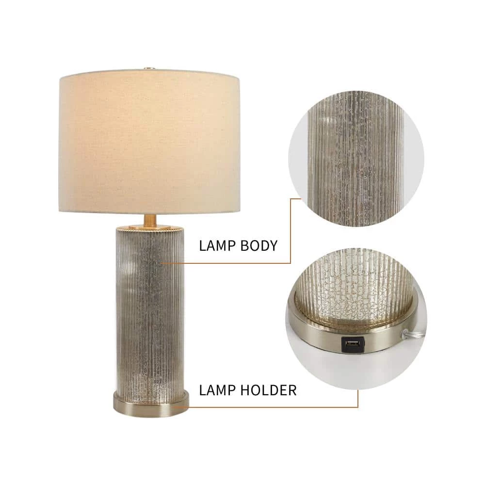 Concord 26.25 in. Silver Chrome Table Lamp Set with USB (Set of 2) by Maxax 6 Concord 26.25 in. Silver Chrome Table Lamp Set with USB (Set of 2) by Maxax - Image 6