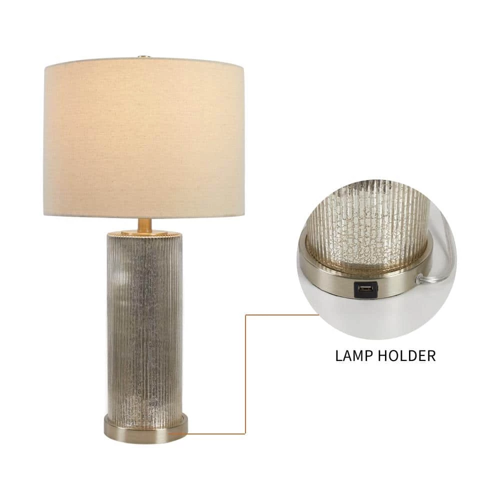 Concord 26.25 in. Silver Chrome Table Lamp Set with USB (Set of 2) by Maxax 8 Concord 26.25 in. Silver Chrome Table Lamp Set with USB (Set of 2) by Maxax - Image 8