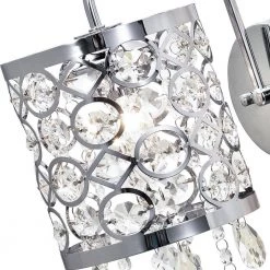 Indianapolis 1 - Light Chrome Wall Lamp Sconce with Crystal Pendant (Set of 2) by Maxax -Maxax Elegant store chrome maxax wall sconces mxsu 5ch 1 w 4f 1000