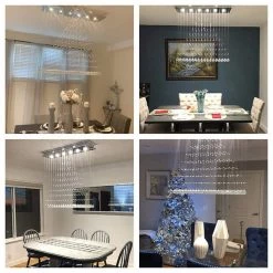 Albany 6-Light Clear Kitchen Island Geometric Chandelier with Crystal Accents by Maxax -Maxax Elegant store clear chrome maxax chandeliers mx16002 c 1f 1000