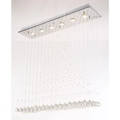 Albany 6-Light Clear Kitchen Island Geometric Chandelier with Crystal Accents by Maxax -Maxax Elegant store clear chrome maxax chandeliers mx16002 c 4f 1000