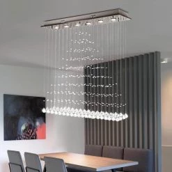 Albany 6-Light Clear Kitchen Island Geometric Chandelier with Crystal Accents by Maxax -Maxax Elegant store clear chrome maxax chandeliers mx16002 c c3 1000