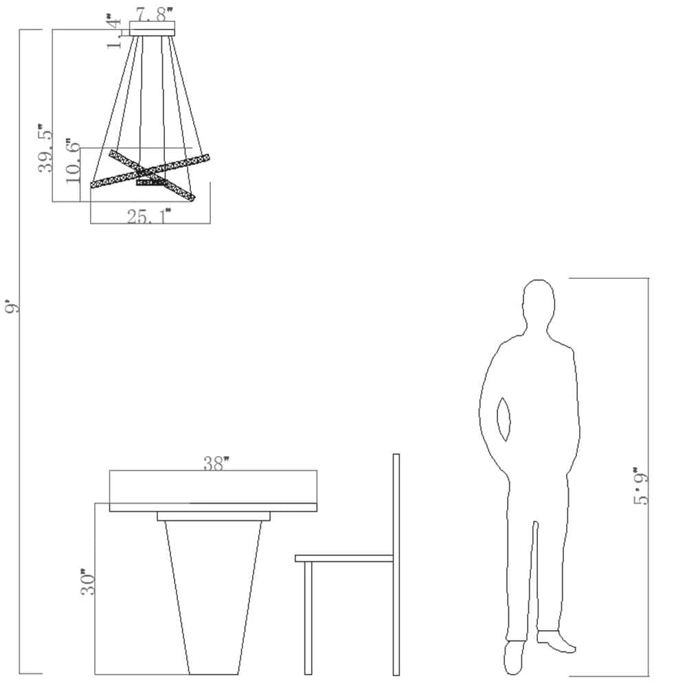 Jefferson 3 - Light Clear/Chrome Unique Geometric Integrated LED Chandelier with Crystal Accents by Maxax 3 Jefferson 3 - Light Clear/Chrome Unique Geometric Integrated LED Chandelier with Crystal Accents by Maxax - Image 3