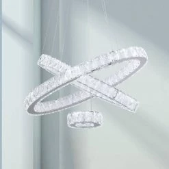 Jefferson 3 - Light Clear/Chrome Unique Geometric Integrated LED Chandelier with Crystal Accents by Maxax