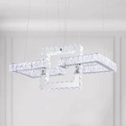 Jefferson 3- Light Clear/Chrome Unique Geometric Integrated LED Chandelier with Crystal Accents by Maxax 12 Jefferson 3- Light Clear/Chrome Unique Geometric Integrated LED Chandelier with Crystal Accents by Maxax -Maxax Elegant store clear chrome maxax chandeliers yx 04 1f 1000