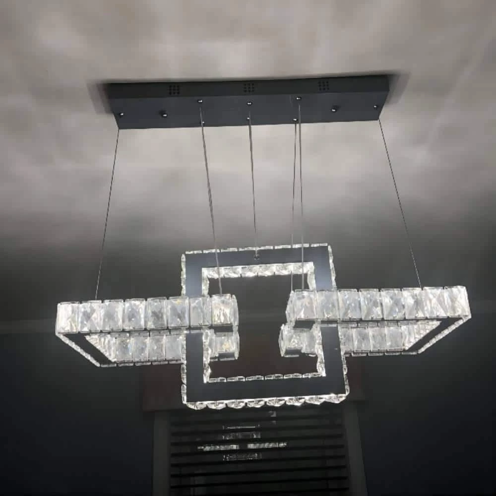 Jefferson 3- Light Clear/Chrome Unique Geometric Integrated LED Chandelier with Crystal Accents by Maxax 3 Jefferson 3- Light Clear/Chrome Unique Geometric Integrated LED Chandelier with Crystal Accents by Maxax - Image 3