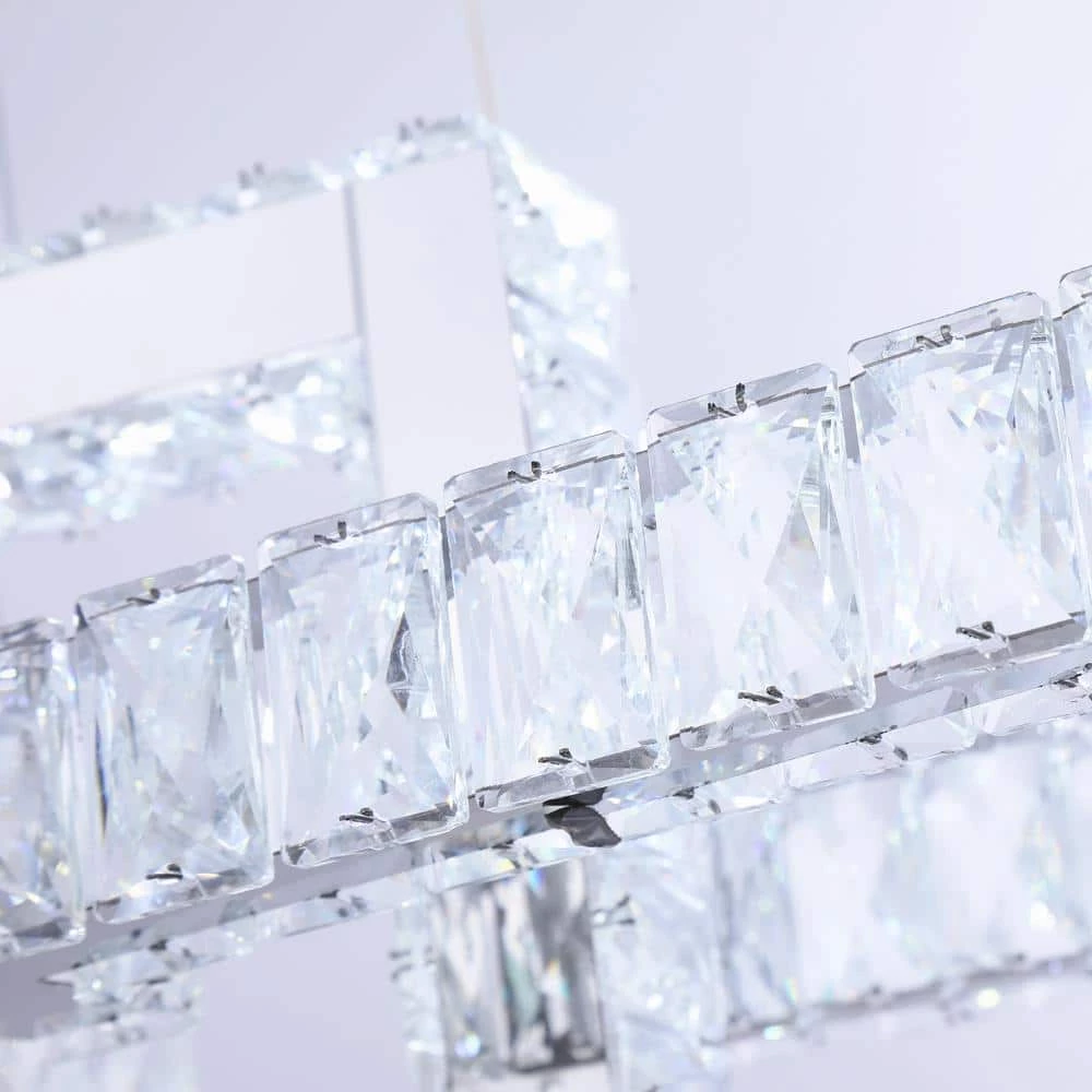 Jefferson 3- Light Clear/Chrome Unique Geometric Integrated LED Chandelier with Crystal Accents by Maxax 7 Jefferson 3- Light Clear/Chrome Unique Geometric Integrated LED Chandelier with Crystal Accents by Maxax - Image 7