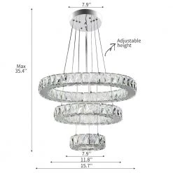 Jefferson 4 - Light Clear/Chrome Unique/Statement Geometric Integrated LED Chandelier Accents by Maxax -Maxax Elegant store clear chrome maxax chandeliers yx 450 40 1000