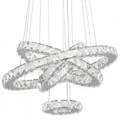 Jefferson 4 - Light Clear/Chrome Unique/Statement Geometric Integrated LED Chandelier Accents by Maxax -Maxax Elegant store clear chrome maxax chandeliers yx 450 44 1000