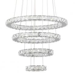 Jefferson 4 - Light Clear/Chrome Unique/Statement Geometric Integrated LED Chandelier Accents by Maxax