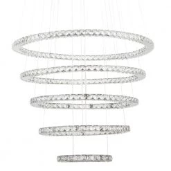Jefferson 5-Light Clear/Chrome Unique Integrated LED Chandelier with Crystal Accents by Maxax -Maxax Elegant store clear chrome maxax chandeliers yx 800 4f 1000