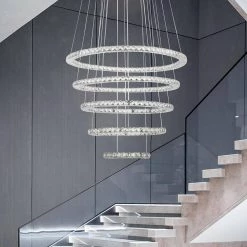 Jefferson 5-Light Clear/Chrome Unique Integrated LED Chandelier with Crystal Accents by Maxax