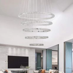 Jefferson 5-Light Clear/Chrome Unique Integrated LED Chandelier with Crystal Accents by Maxax -Maxax Elegant store clear chrome maxax chandeliers yx 800 66 1000