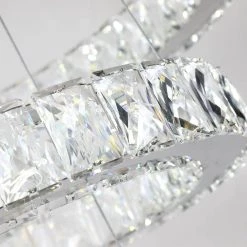 Jefferson 3 - Light Clear/Chrome Unique/Statement Geometric Integrated LED Chandelier Accents by Maxax -Maxax Elegant store clear chrome maxax chandeliers yx400 1f 1000