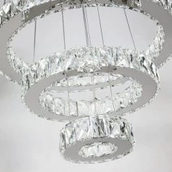 Jefferson 3 - Light Clear/Chrome Unique/Statement Geometric Integrated LED Chandelier Accents by Maxax -Maxax Elegant store clear chrome maxax chandeliers yx400 44 1000