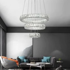 Jefferson 3 - Light Clear/Chrome Unique/Statement Geometric Integrated LED Chandelier Accents by Maxax -Maxax Elegant store clear chrome maxax chandeliers yx400 4f 1000