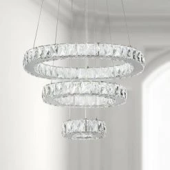 Jefferson 3 - Light Clear/Chrome Unique/Statement Geometric Integrated LED Chandelier Accents by Maxax