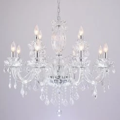 Atlanta 12-Light Clear Candle Style Traditional Chandelier with Crystal Accents by Maxax -Maxax Elegant store clear maxax chandeliers mx17020 12 p 1d 1000