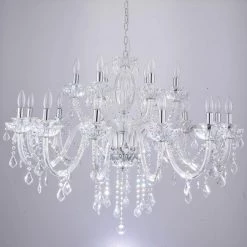 Atlanta 18-Light Clear Candle Style Classic/Traditional Chandelier with Crystal Accents by Maxax -Maxax Elegant store clear maxax chandeliers mx17020 18 p 1f 1000