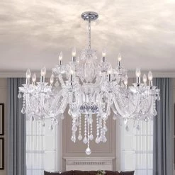 Atlanta 18-Light Clear Candle Style Classic/Traditional Chandelier with Crystal Accents by Maxax