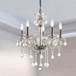 Atlanta 5 -Light Clear Candle Style Classic Chandelier with Crystal Accents by Maxax