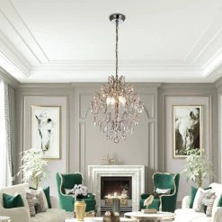 New Orleans 4 -Light Clear Unique/Statement Geometric Chandelier with Crystal Accents by Maxax 12 New Orleans 4 -Light Clear Unique/Statement Geometric Chandelier with Crystal Accents by Maxax -Maxax Elegant store clear maxax chandeliers mx19119 4cl p 1d 1000