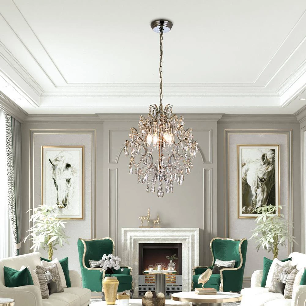 New Orleans 4 -Light Clear Unique/Statement Geometric Chandelier with Crystal Accents by Maxax 3 New Orleans 4 -Light Clear Unique/Statement Geometric Chandelier with Crystal Accents by Maxax - Image 3