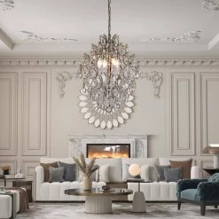 New Orleans 4 -Light Clear Unique/Statement Geometric Chandelier with Crystal Accents by Maxax 13 New Orleans 4 -Light Clear Unique/Statement Geometric Chandelier with Crystal Accents by Maxax -Maxax Elegant store clear maxax chandeliers mx19119 4cl p 66 1000