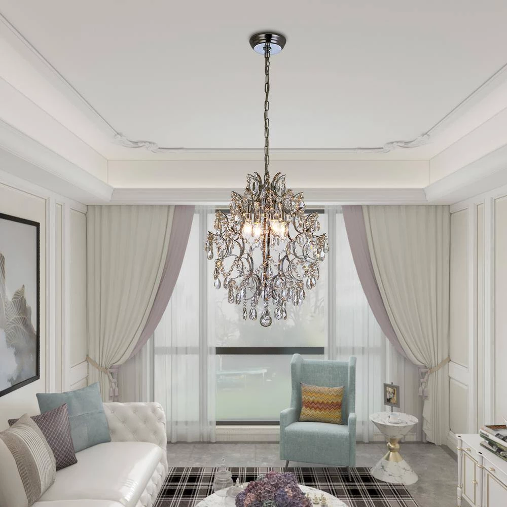 New Orleans 4 -Light Clear Unique/Statement Geometric Chandelier with Crystal Accents by Maxax 5 New Orleans 4 -Light Clear Unique/Statement Geometric Chandelier with Crystal Accents by Maxax - Image 5