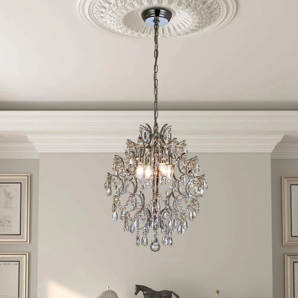 New Orleans 4 -Light Clear Unique/Statement Geometric Chandelier with Crystal Accents by Maxax 2 New Orleans 4 -Light Clear Unique/Statement Geometric Chandelier with Crystal Accents by Maxax - Image 2