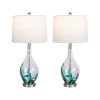 Denver 28 in. Clear Dimmable Table Lamp Set with USB (Set of 2) by Maxax