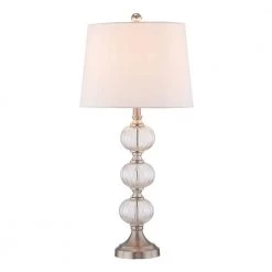 Montgomery 29 in. Clear Buffet Lamp Set with USB (Set of 2) by Maxax