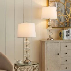 Montgomery 29 in. Clear Buffet Lamp Set with USB (Set of 2) by Maxax 19 Montgomery 29 in. Clear Buffet Lamp Set with USB (Set of 2) by Maxax -Maxax Elegant store clear sand nickel maxax table lamps t59 cl 76 1000