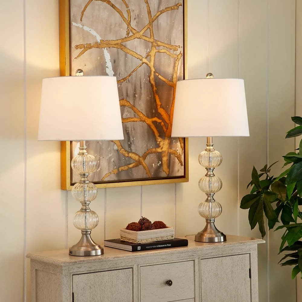 Montgomery 29 in. Clear Buffet Lamp Set with USB (Set of 2) by Maxax 2 Montgomery 29 in. Clear Buffet Lamp Set with USB (Set of 2) by Maxax - Image 2