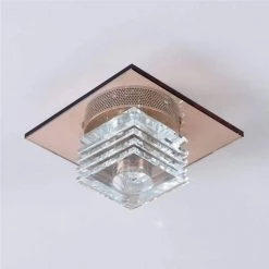 Kansas 7 in. 1-Light Clear Smoke Unique Statement Square Rectangle Flush Mount with Crystal Accents by Maxax -Maxax Elegant store clear smoke maxax flush mount lights mx1402 c 1f 1000