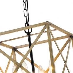 Springfield 4-Light Dark Wood Lantern Square Pendant by Maxax -Maxax Elegant store dark wood maxax chandeliers mx21001 4wd 1d 1000