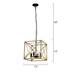 Springfield 4-Light Dark Wood Lantern Square Pendant by Maxax -Maxax Elegant store dark wood maxax chandeliers mx21001 4wd 76 1000