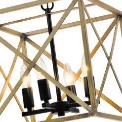 Springfield 4-Light Dark Wood Lantern Square Pendant by Maxax -Maxax Elegant store dark wood maxax chandeliers mx21001 4wd fa 1000