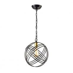Frankfort 1-Light Globe and Black Modern Simplicity Pendant Light With Crystal Accents by Maxax